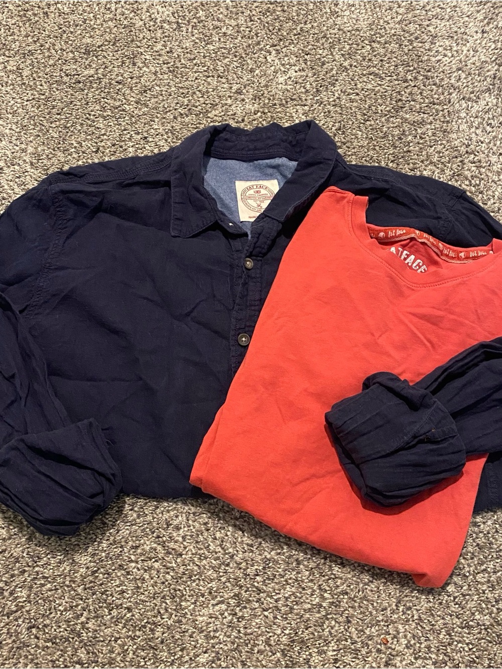 Fat face Navy Button-Up Shirt (large)& Red Crew Tee Duo(Large) Great condition!